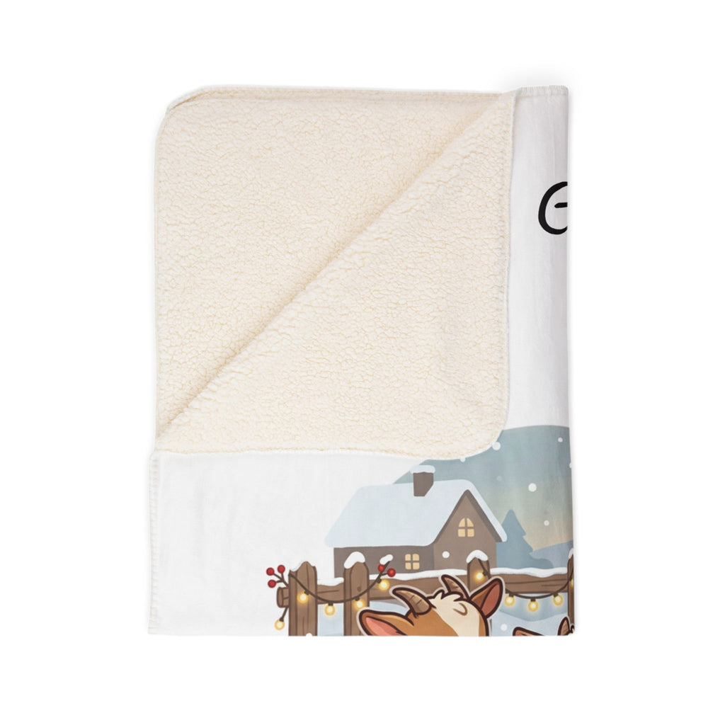 Merry Goatmas Fleece Blanket | Christmas Goats Holiday Sherpa Throw