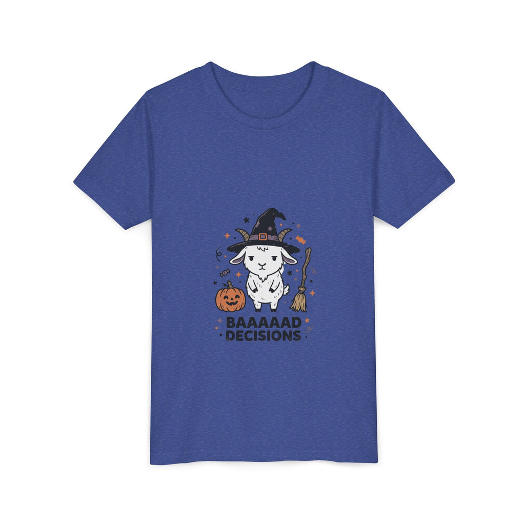 Kids Halloween Tee — 'Baaaad Decisions' Witch Sheep Graphic