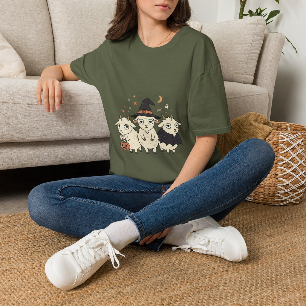 Cute Halloween Goats T-Shirt — Goats in Witch Hats Halloween Tee