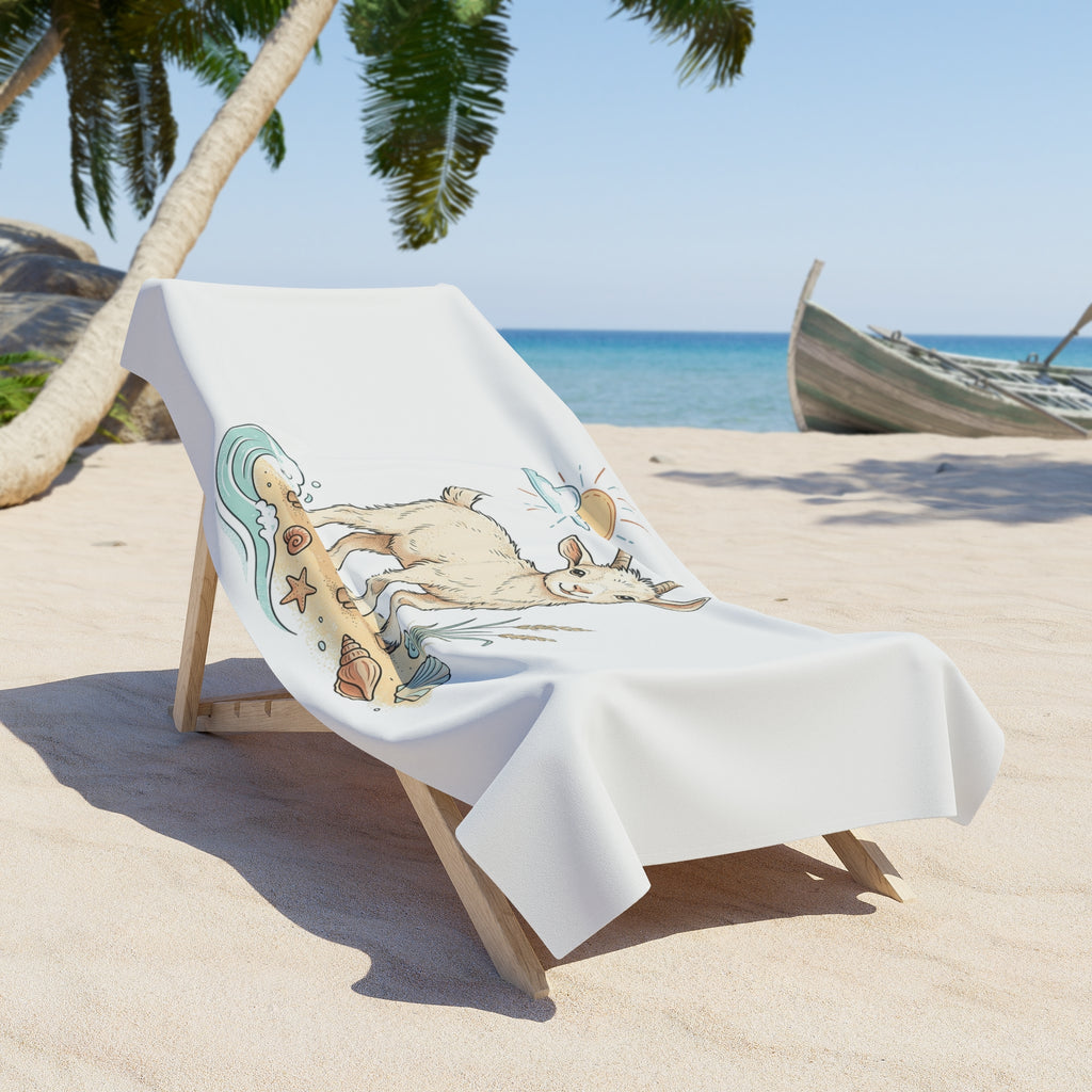 Goat Beach Towel — Cute Baby Goat Seashore Design