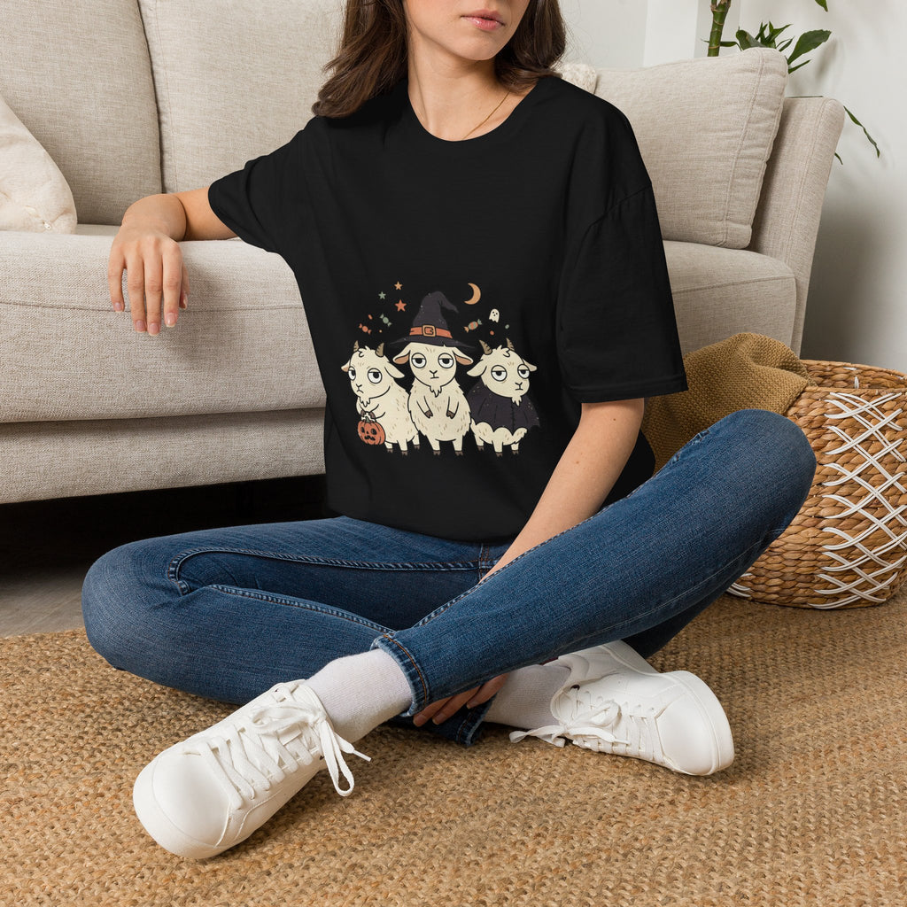 Cute Halloween Goats T-Shirt — Goats in Witch Hats Halloween Tee
