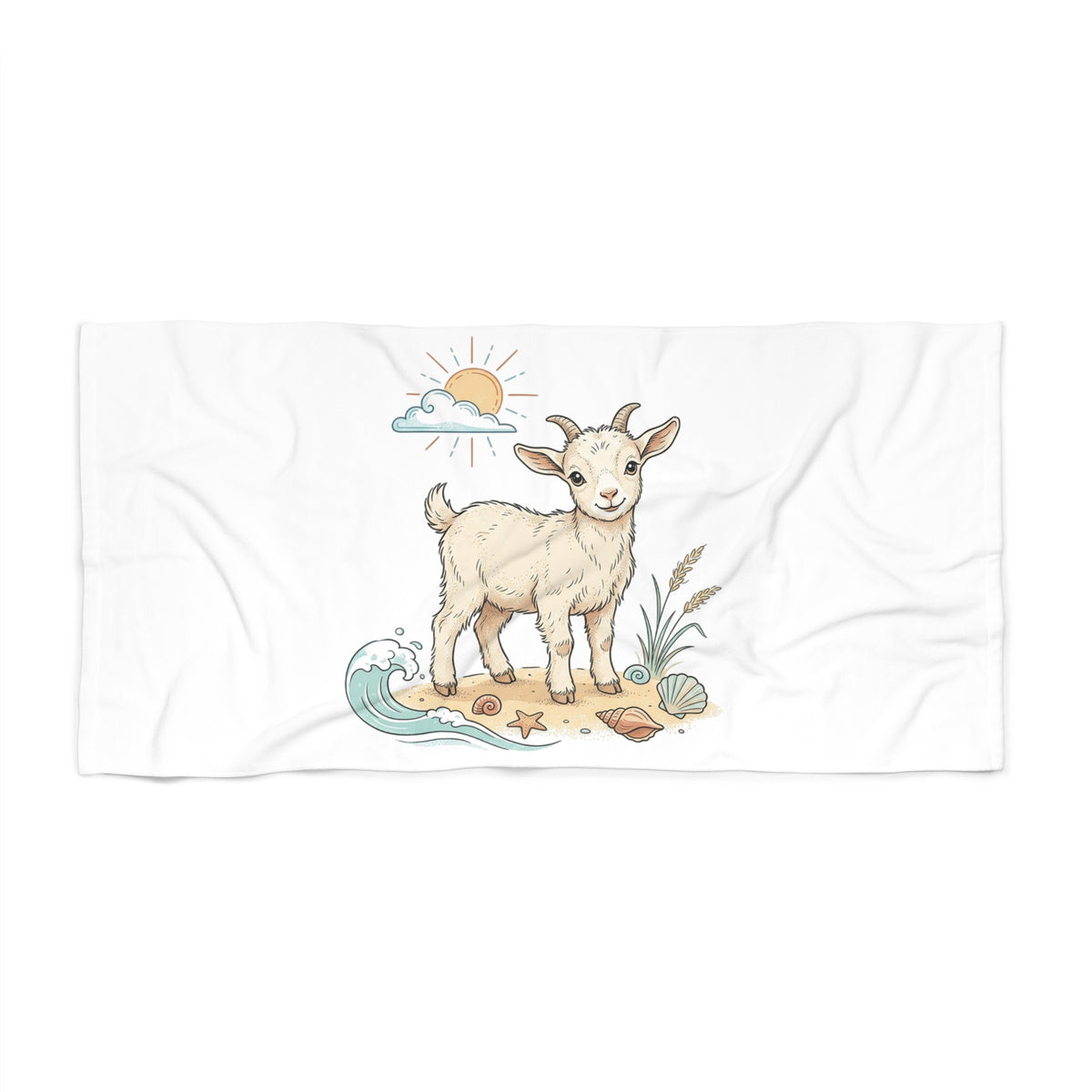 Goat Beach Towel — Cute Baby Goat Seashore Design