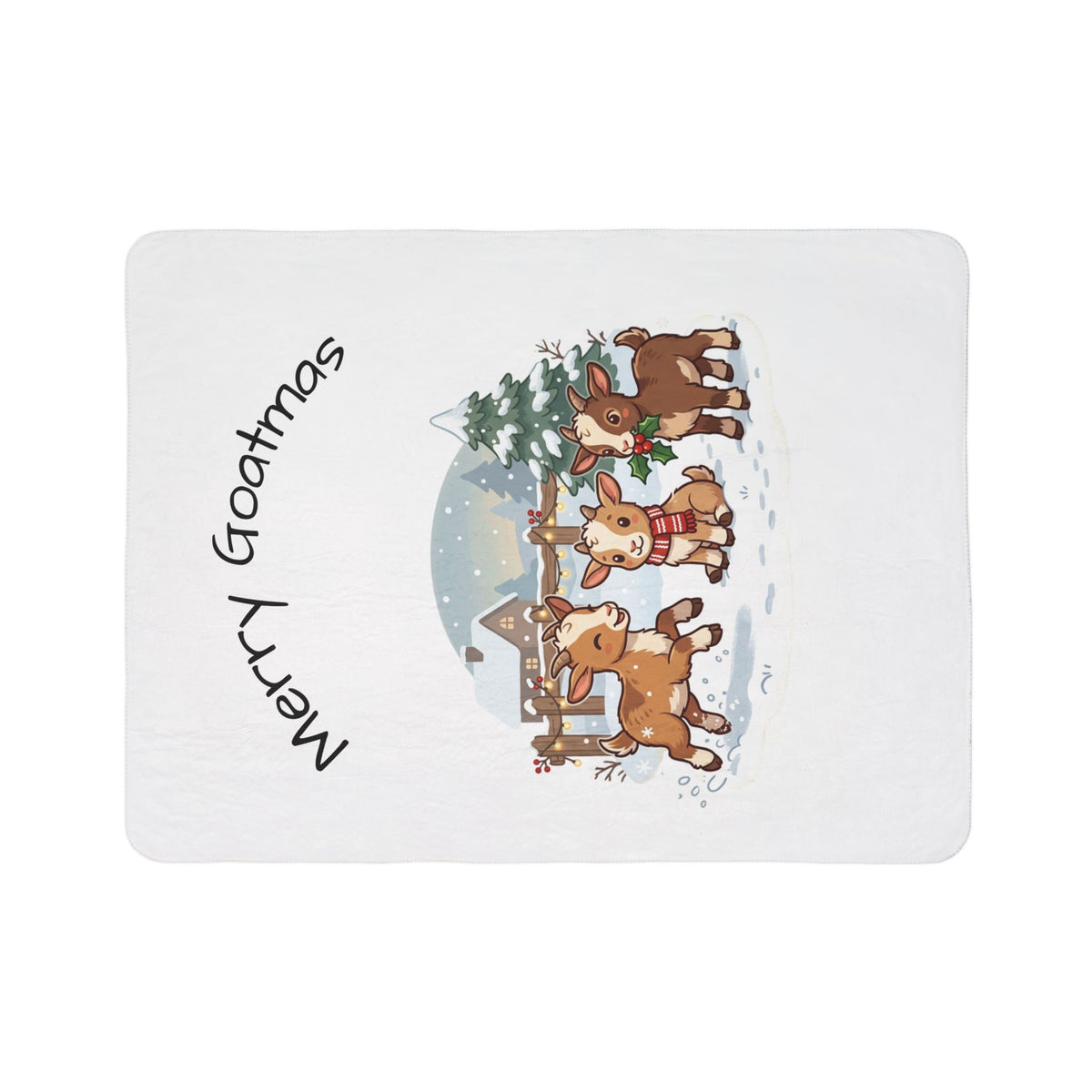 Merry Goatmas Fleece Blanket | Christmas Goats Holiday Sherpa Throw