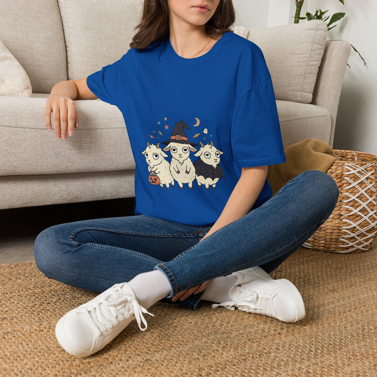 Cute Halloween Goats T-Shirt — Goats in Witch Hats Halloween Tee