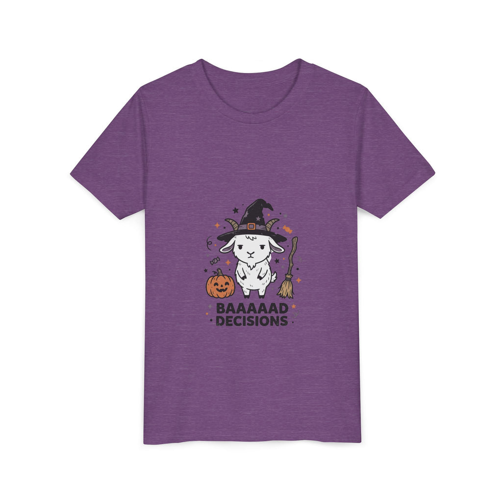 Kids Halloween Tee — 'Baaaad Decisions' Witch Sheep Graphic