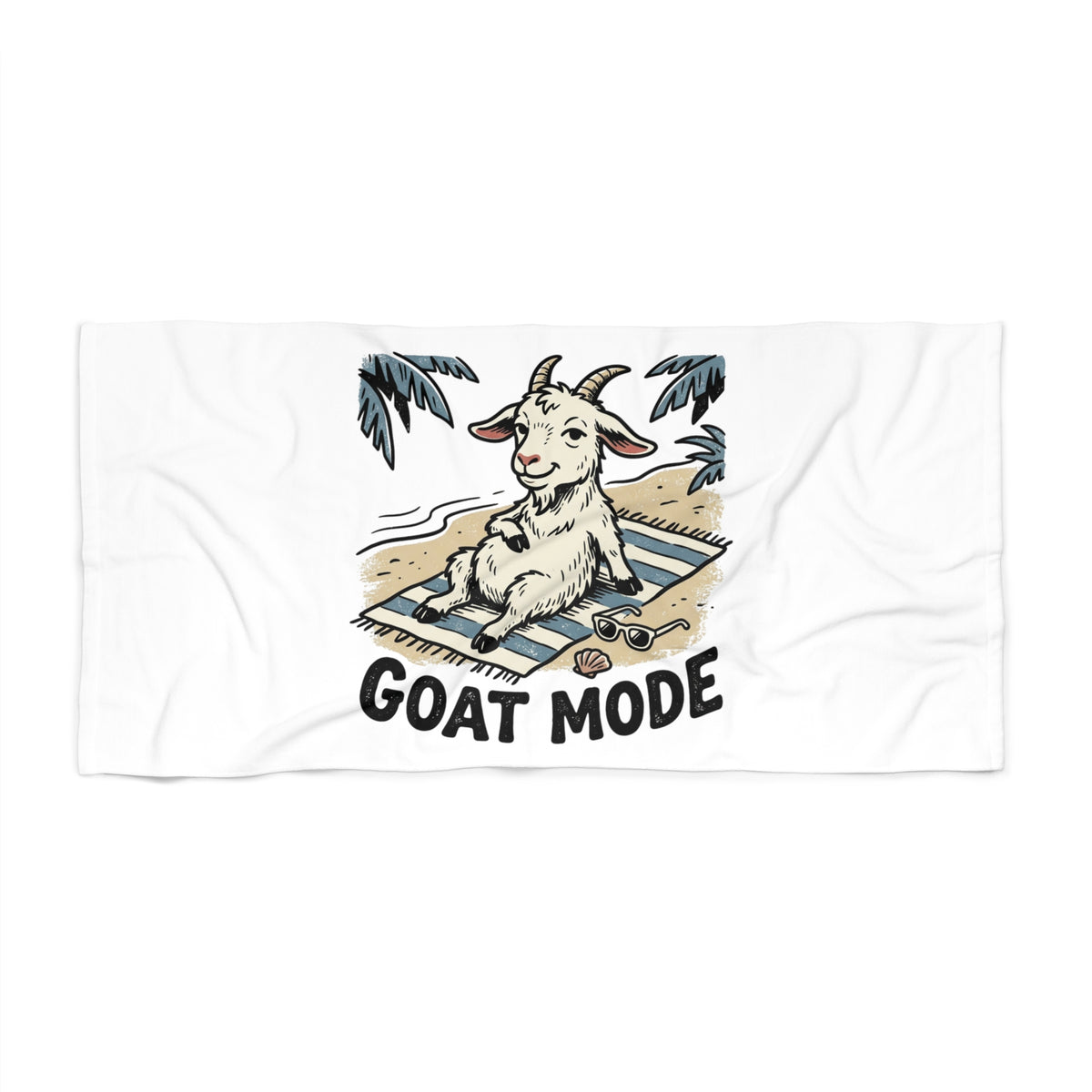 Beach Towel – "Goat Mode" Relaxing Beach Graphic Towel