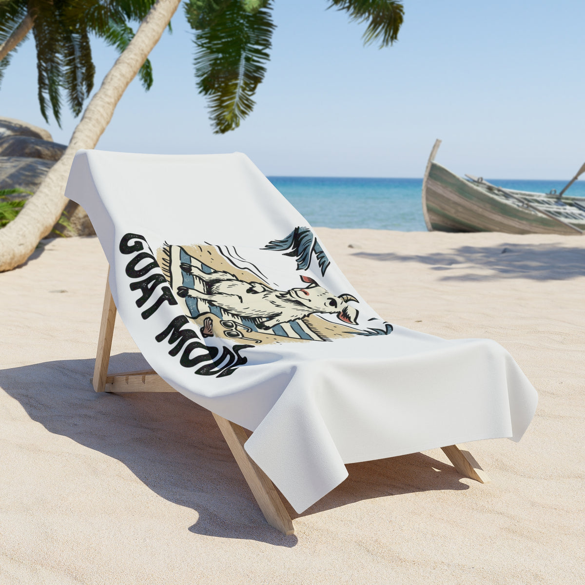 Beach Towel – "Goat Mode" Relaxing Beach Graphic Towel