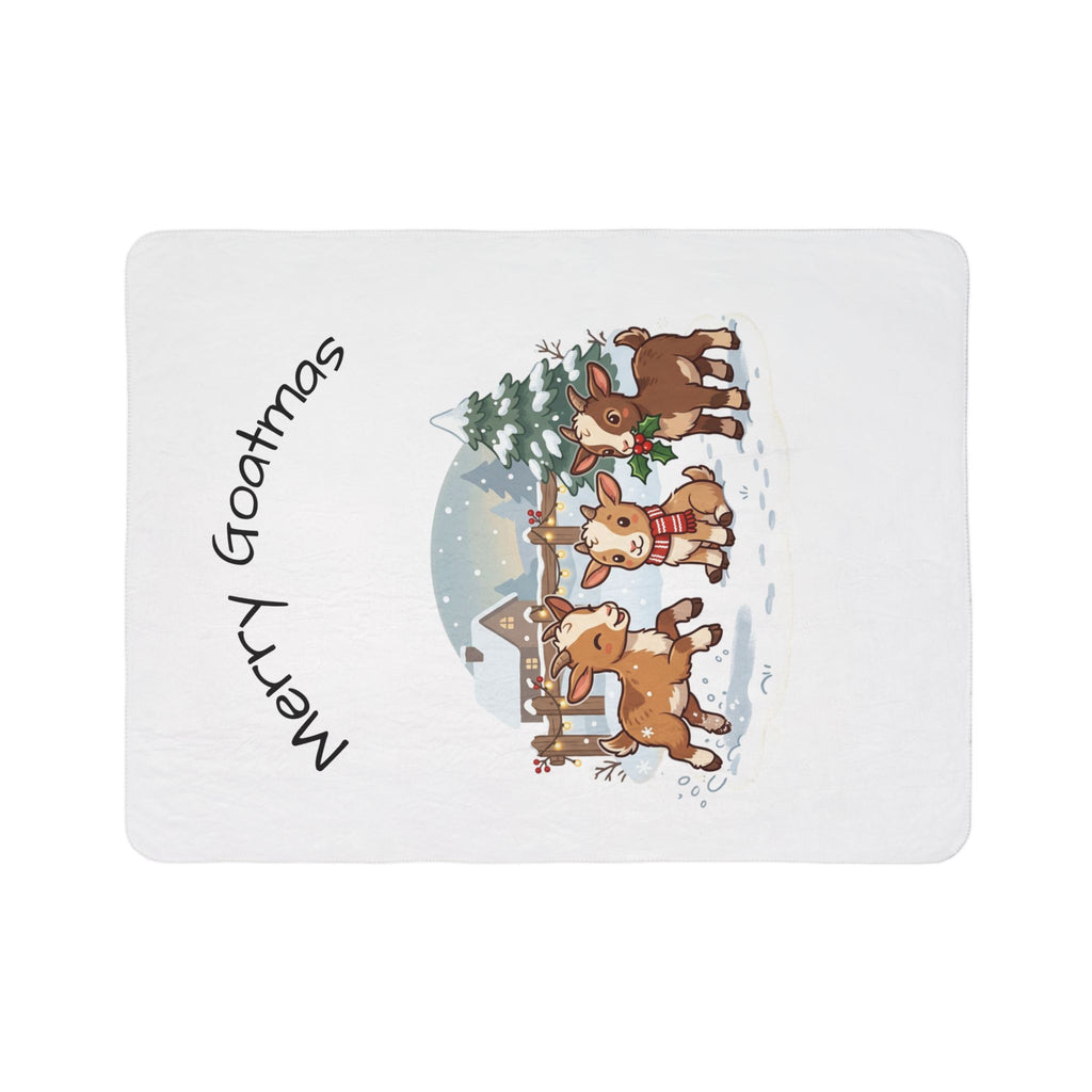 Merry Goatmas Fleece Blanket | Christmas Goats Holiday Sherpa Throw