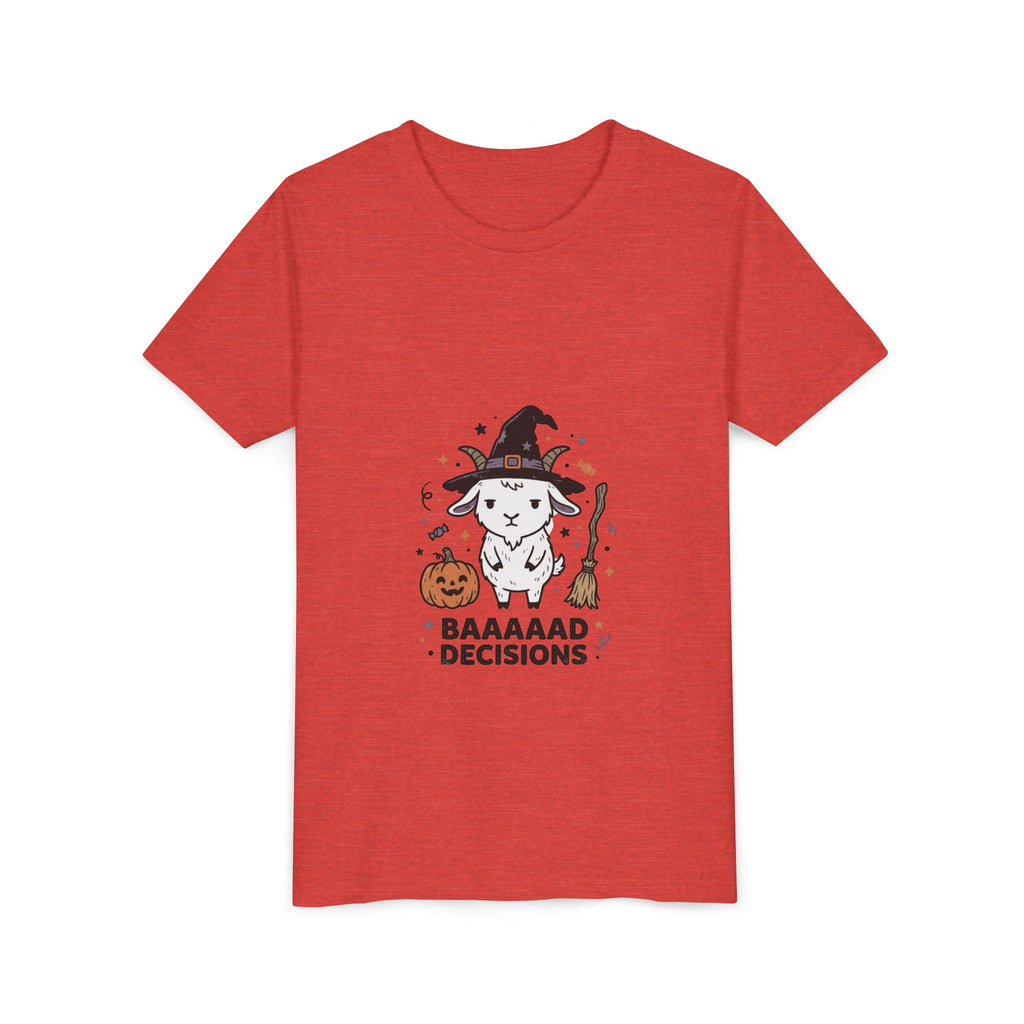 Kids Halloween Tee — 'Baaaad Decisions' Witch Sheep Graphic