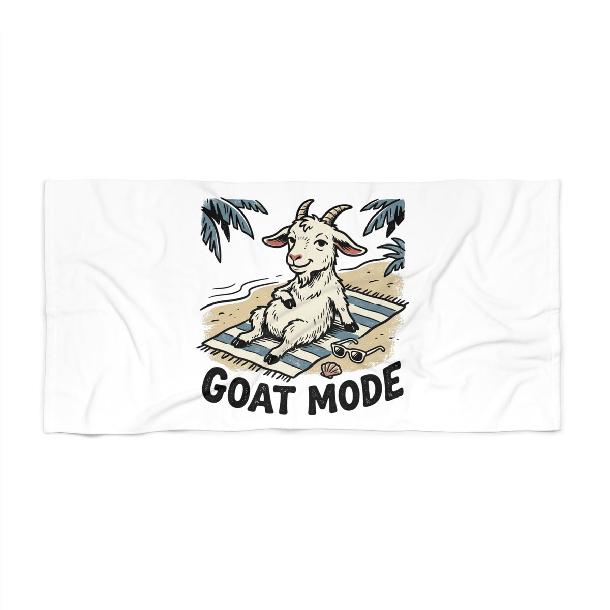 Beach Towel – "Goat Mode" Relaxing Beach Graphic Towel