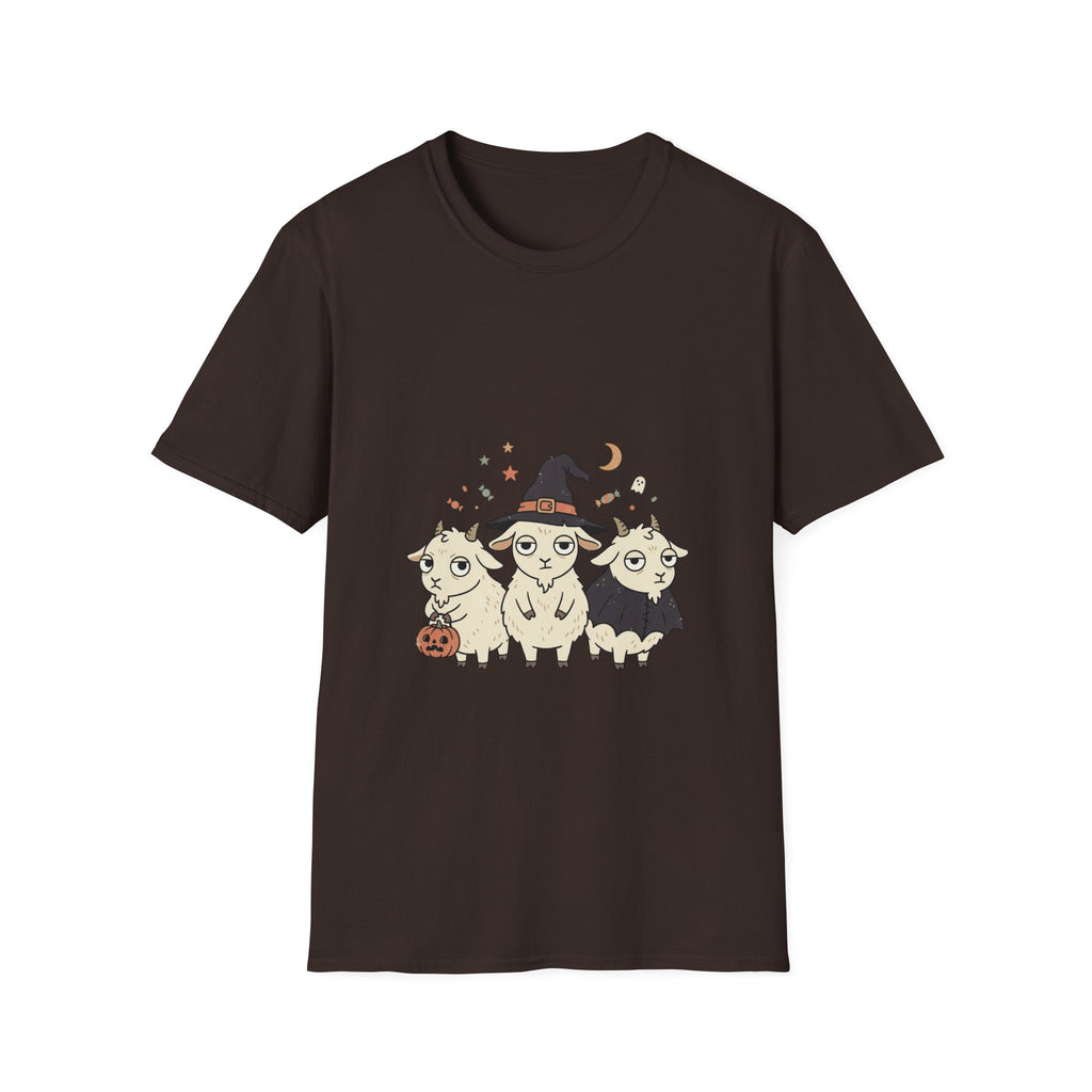 Cute Halloween Goats T-Shirt — Goats in Witch Hats Halloween Tee