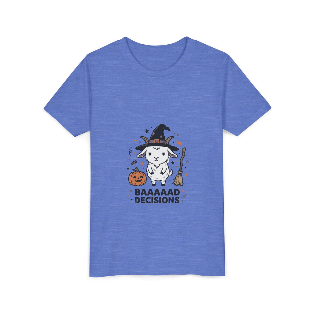 Kids Halloween Tee — 'Baaaad Decisions' Witch Sheep Graphic